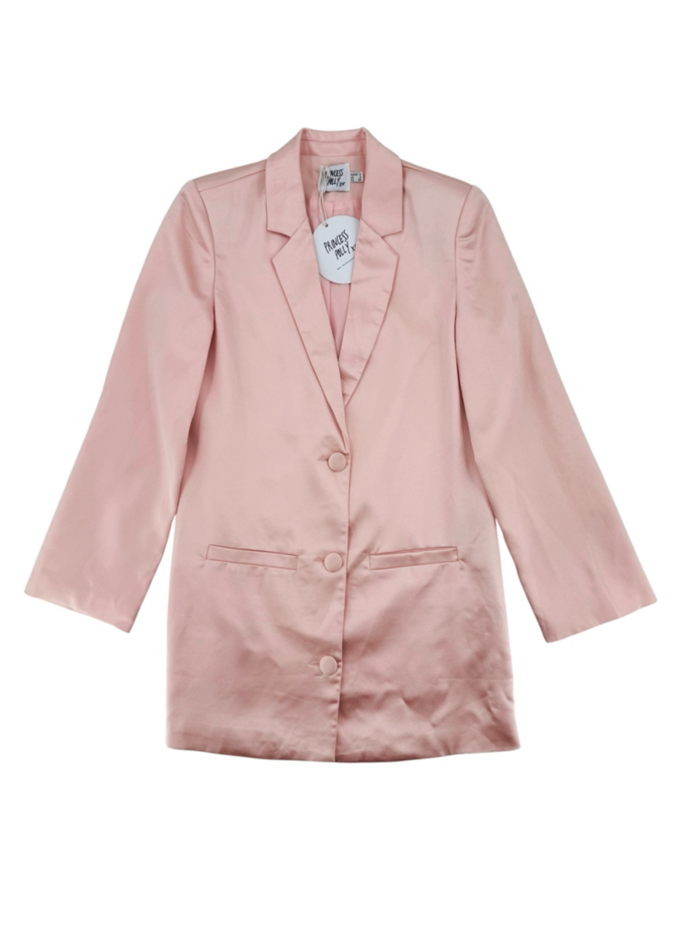 Princess Polly Pink Satin Long Blazer Feminine Barbie Polished NEW Size 2